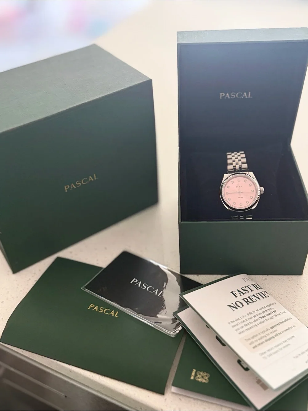 Pascal women’s Stainless Steel Watch with Pink Dial